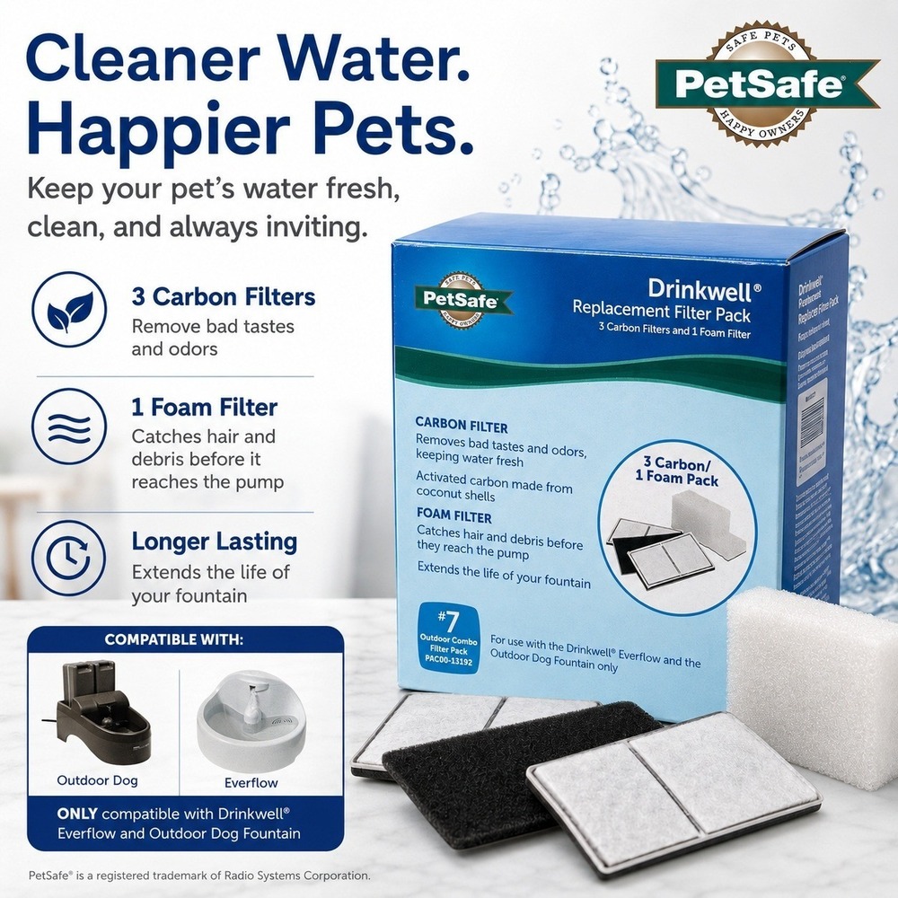 PetSafe Drinkwell Replacement Filter Pack #7 PAC00-13192 Everflow Outdoor Dog